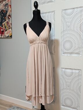 Calvin Klein Blush High-Low V-Neck Blush Pink Dress